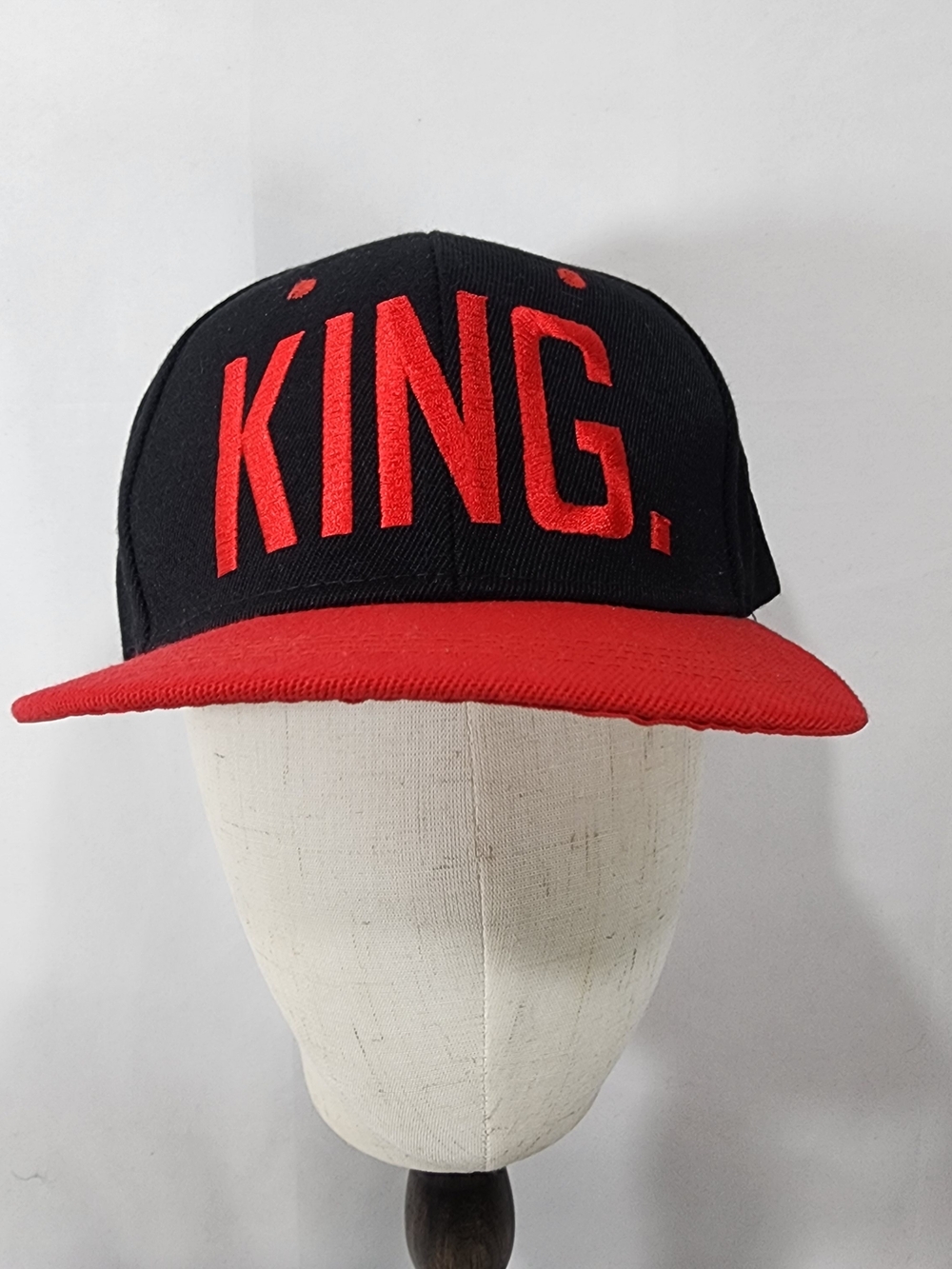 King Black Hat With Red Embroidered Letters Red Bill Snapback Adjustable Cap